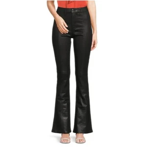 Ramy Brook Women's Size 25 Black Matilda Faux Leather Flared Jeans NWT - Picture 1 of 9