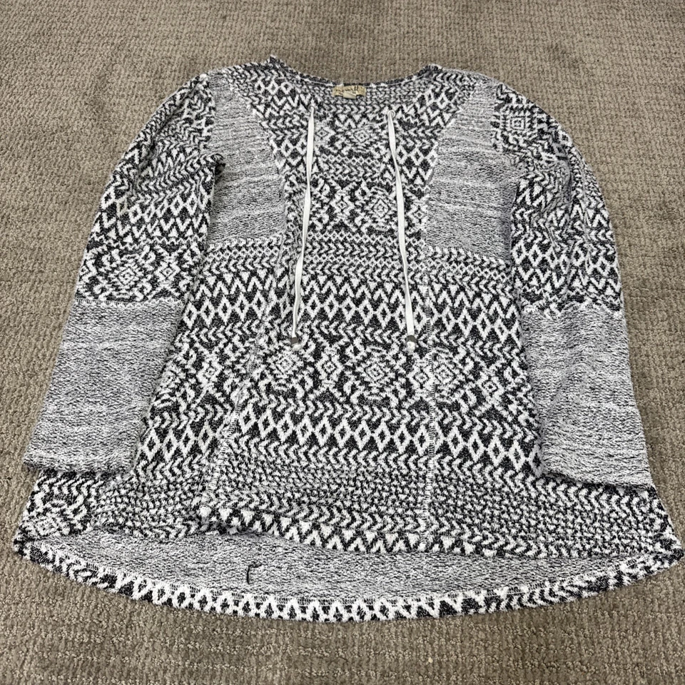 Suéter One World Negro Blanco Ligero Manga Larga Mujer’s Talla Grande Foto 1 de 4