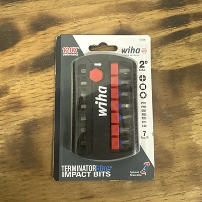 WIHA BIT BUDDY 7 PIECE TERMINATOR BLUE IMPACT BITS 2" LONG 70298 - Image 1 of 2