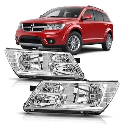 Headlights Assembly compatible with 2009-2020 Dodge Journey Head Chrome Clear - Image 1 of 4