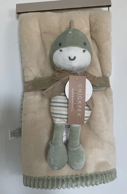 NEW Baby Blanket With Dinosaur Plush Toy 2-Piece Gift Set 30x36 Chick Pea - Image 1 of 4