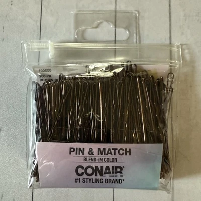Conair Pin & Match Bobby Pins Brown 200 Pack Blend-In Color Hair Styling Pins - Image 1 of 2