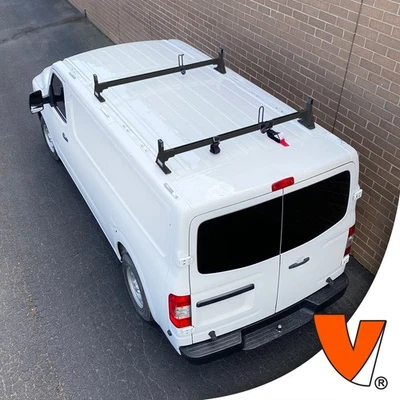 Sistema de portaequipajes de aluminio H1 2 barras Nissan NV Cargo 2012-2021 todas las molduras negro Foto 1 de 4