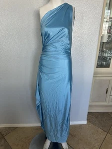Sexy Damen-Maxikleid One-Shoulder-Satin hoher Schlitz Cocktail Hochzeit Party - Bild 1 von 5