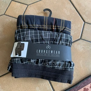 Next 2 Pc Checked Long Cuffed Joggers Pants Loungewear Pyjama Black Grey 2XL New - Picture 1 of 8