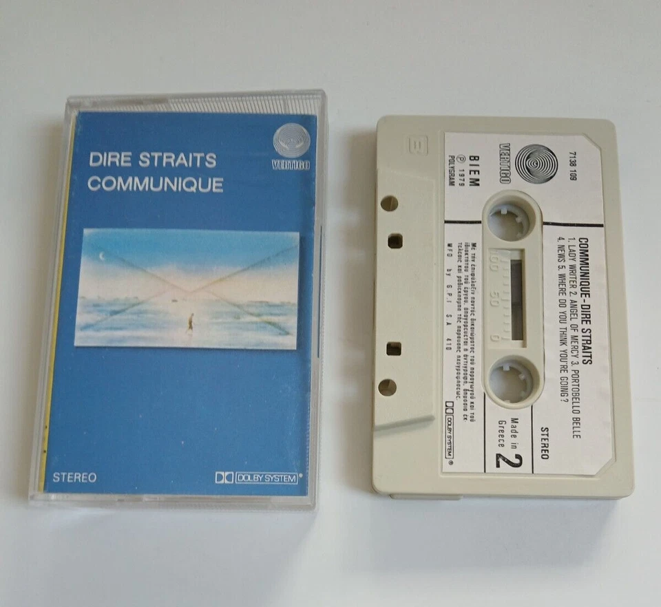 DIRE STRAITS COMMUNIQUE CASSETTE TAPE 1979 PAPER LABEL VERTIGO GREECE - Image 1 of 1