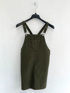 TU Dress Denim Mini Dungaree Khaki Green UK 8 - NEW - Picture 1 of 8