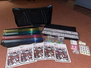 Vintage Chinese Mahjong Set Traditional 166+ Tiles Mah-Jong Game Set Case \ Bag - Picture 1 of 13