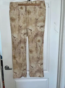 Company Ellen Tracy Stretch Zip Front Pants Trousers Beige Tie Dye Size 16 - Picture 1 of 3