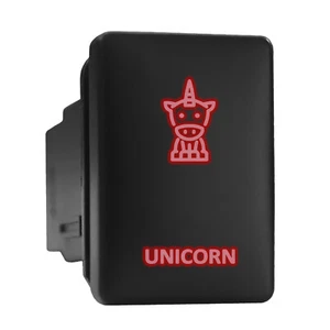 UNICORN Red LED Backlit Short Push Button 1.28"x 0.87" (Fit: Toyota) - Picture 1 of 6