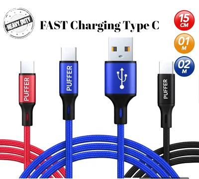 Braided USB Charging Type-C Cable Fast Charging High Durability Charger Lead 1M - Image 1 of 4