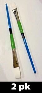 2pk Princeton Snap! 9800F-12 Long Handle Flat Brush, White Bristles Size 12 - Picture 1 of 6