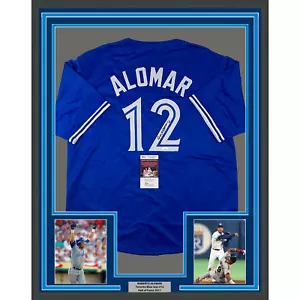 Framed Autographed/Signed Roberto Alomar 33x42 Toronto Blue Jersey JSA COA - Picture 1 of 2