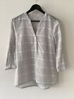 Gorgeous Ladies Phase Eight Grey And White Check Top With Decorative Trim To Sleev