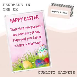 HAPPY EASTER POEM ✳ EASTER EGGS ✳ LARGE FRIDGE MAGNET ✳ GREAT SENTIMENTAL GIFT - Foto 1 di 1