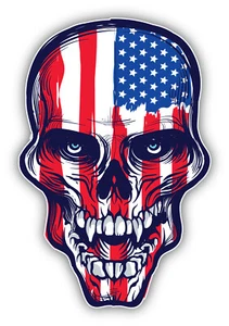 USA Flag Skull Vinyl Sticker Decal - Picture 1 of 1