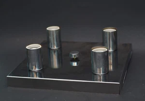 VINTAGE CHROME CEILING FLUSH MOUNT FIXTURE 4 LIGHT SOCKET LIGHTOLIER SCIOLARY - Picture 1 of 5