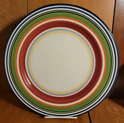 Pottery Barn ESPADRILLE STRIPE Large Dinner plate, 12 5/8", Very good - Image 1 of 4