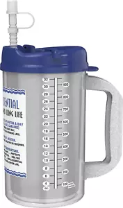 32 Oz Insulated Cold Drink Hospital Mug with Blue Lid | Water Essential Mug - Picture 1 of 12