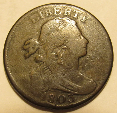 1803 DRAPED BUST LARGE CENT, S-261, VG  ~  ARC-CRACK OBVERSE, SMOOTH SURFACES Cover