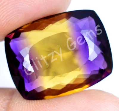16.35 Ct Natural Bolivia Bi-Color Ametrine Cushion Certified Untreated Gemstone - Image 1 of 4