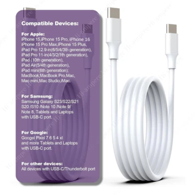 For iPhone 16 15 Pro 16 Plus Type C to USB C Fast Charging 60W PD Data Cable Lot - Image 1 of 4