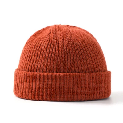 Fisherman Beanie Men Women Acrylic Knit Cuffed Short Watch Cap Winter Warm Hat - Image 1 of 4