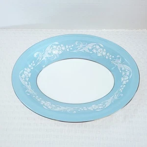 Royal Doulton H-4912 Alexandria Blue White Silver Serving Vegetable Bowl 10x7.5" - Picture 1 of 7