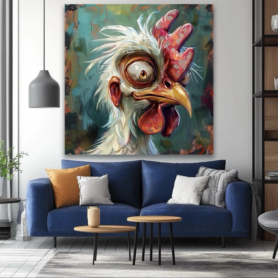 Lienzo Arte de Pared Impresión Graffiti Gallo Feo Arte Pop Moderno Hogar Decoración de Pared Foto 1 de 4