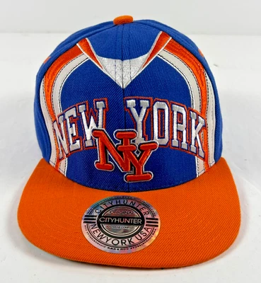 New York Mets City Hunter EE. UU. Gorra Gorra de Pelota Ajustable Naranja Azul Snapback MLB Foto 1 de 4