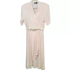 Vintage Dawn Joy Barbiecore Womens Dress Pink 13/14 Acetate Rayon Dropped Waist - Picture 1 of 15
