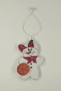 Basketball Sports Snowman Country Christmas Crafty Wooden 4" Holiday Ornament - Picture 1 of 7