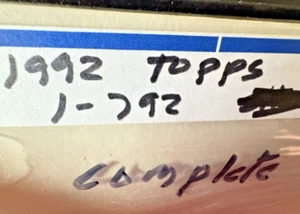 Topps Baseball 1992 Complete Set 1-792 ex.-mt. in plastic sheets and binders. - Picture 1 of 10