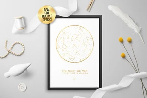 Personalised Custom FOIL STAR MAP, constellation night sky map - Picture 1 of 8