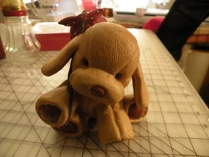 Rare Ceramic Gund Dogfeat Brown Dog Figurine Vintage 1983 Korea VINTAGE 5 X 5 - Picture 1 of 6