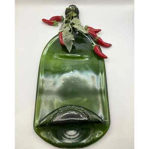 Slumped Melted Wine Bottle Tray, Up Cycled Glass, Cheese, Veggies, Fruit Tray - Picture 1 of 9