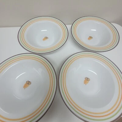 Rachel Ray Little Hoot Owl 4pc Soup/Salad Bowls Fall Autumn 8.5" - Image 1 of 4