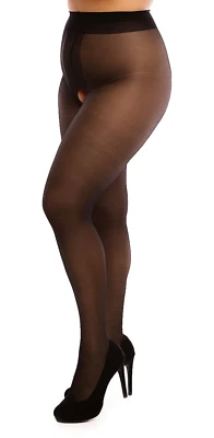 Biggi Big Secret 20 Overt Strumpfhose Große Größen schritt offen 8cm T-Band Loch - Bild 1 von 4