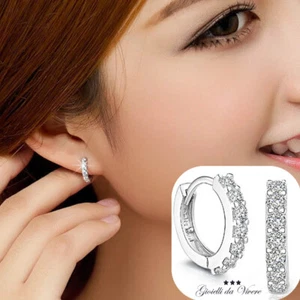 ARGENTO 925% COPPIA ORECCHINI MODA REGALO ROTONDO ORECCHINO CERCHIO tb - Foto 1 di 8