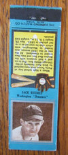 1934 BASEBALL MATCHBOOK COVER: JACK RUSSELL WASHINGTON SENATORS DIAMOND MATCH D2