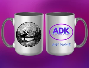 REGALO PERSONALIZADO ADK MOUNTAINS: TAZA DE CAFÉ MOOSE 15 OZ - Imagen 1 de 1