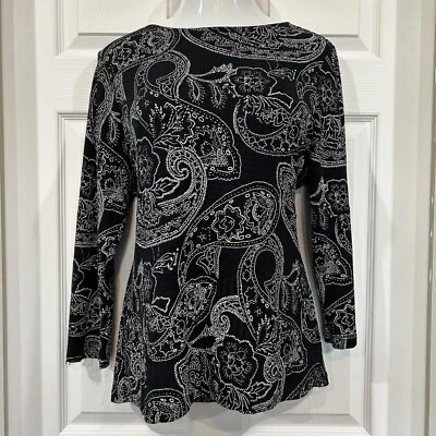 Top túnica cachemira tejido elástico crepé blanco y negro talla grande Westbound para mujer talla grande 1X Foto 1 de 4