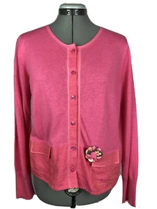 Neu mit Etikett Sigrid Olsen Cardigan MED Petite Pink Knopfleiste Leinen/Strick Taschen $ 109 - Bild 1 von 12
