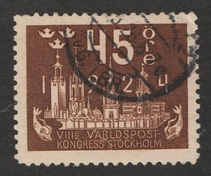 1924 Sweden Sverige Sc# 205 - 45 ore, UPU Congress, Stockholm, Used Cv$32.50 - Picture 1 of 1