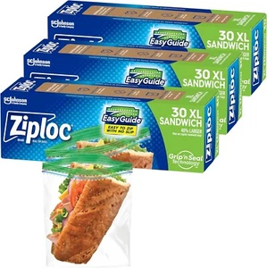 Ziploc XL Sandwich and Snack Bags with Easyguide Texture, Plastic Storage Bags w - Picture 1 of 5