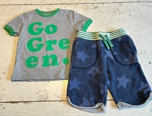 Boy's MINI BODEN Size 4-5 Go Green/Stars Theme Shirt + Shorts Set - Picture 1 of 2