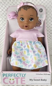 NIB Perfectly Cute My Sweet Baby Pink Dress Brunette Baby Doll with Brown Eyes - Picture 1 of 16