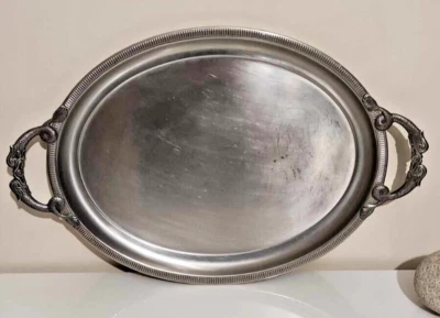 Orfèvrerie Jean Couzon Service de table plateau service - Inox 18/10 vintage - Photo 1/4