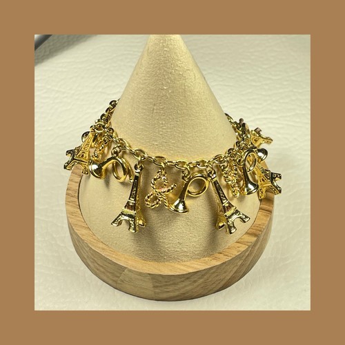 Bracciale con ciondolo placcato 12k luci parigine KATE SPADE Torre Eiffel sacchetto BOW beau