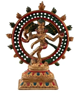 Statue Shiva Nataraja Natraj Murti Resin Painted à la Main To Nepal 22 CM #5352 - Picture 1 of 9